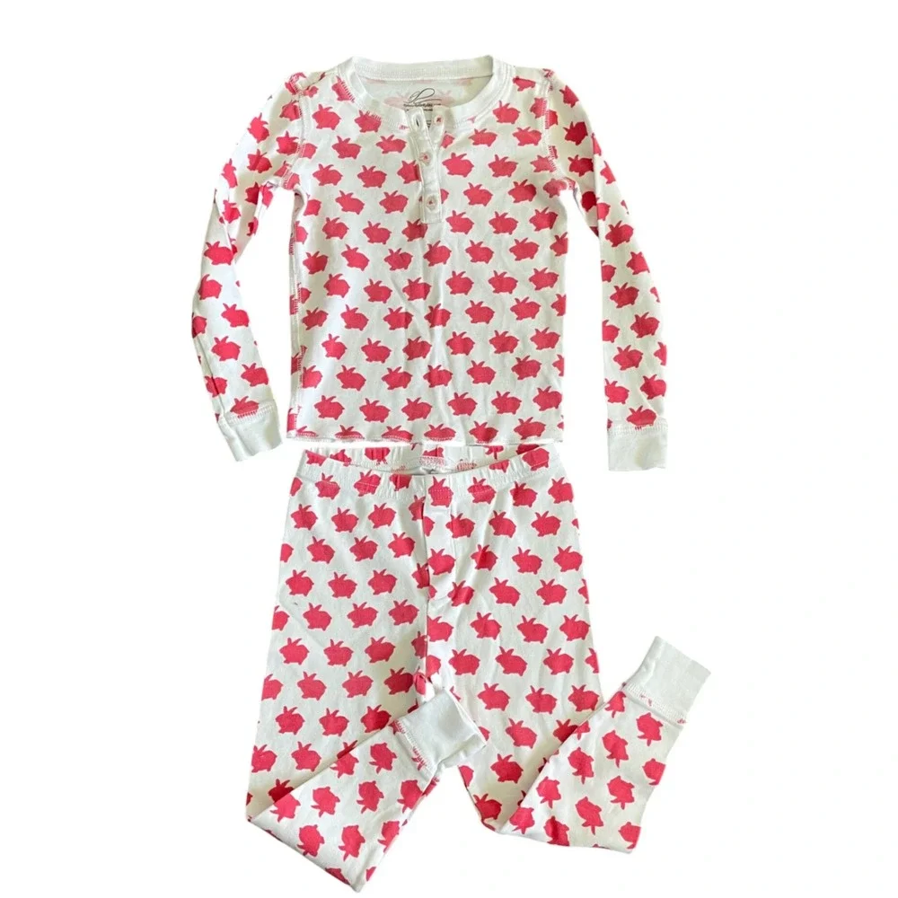 Roller Rabbit Pajamas Pink Bunny Print Pima Cotton Kids Size‎ 4 Cozy Designer